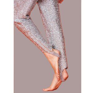 NEW RHODE LAURA TEXTURED SILVER METALLIC STIRRUP PANTS SIZE M